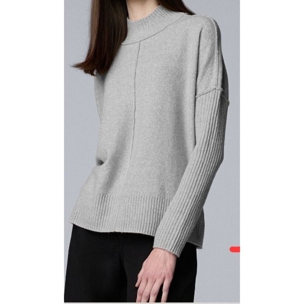 NWT Women Mockneck Sweater Gray Soft Minimalist Cozy Elevated Loungewear XXL 2XL